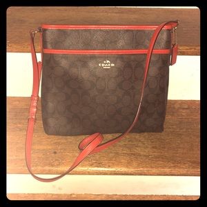 Brown and Orange Coach Large Crossbody